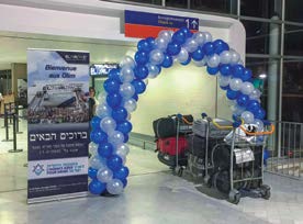 En velkomstbue af balloner venter nye jødiske immigranter, der gør Aliyah fra Frankrig. (Foto: JAFI)