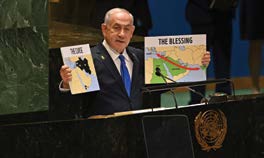 Israels premierminister Benjamin Netanyahu opfordrede for nylig FN til at vælge mellem Iran og Abraham-aftalerne. (AP Photo)