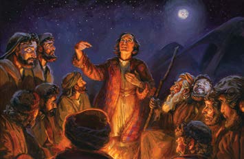 Maleri af Jan van’t Hoff “Josef fortæller om sin anden drøm”. Gospelimages.com